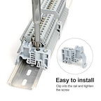 30Pcs E/UK DIN Rail Terminal Blocks End Stopper Bracket, End Terminal Fixing Block Fastener for 35mm Wide Guide Rail, Gray