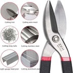 ZKH 8 Inch Tin Snips, Alloy Steel Forged Heavy Duty Metal Shears with Comfortable Two-Color PVC Dipped Plastic Handle, Metal Snips for Cutting Sheet Metal