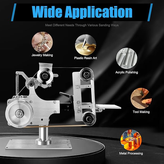 Belt Sander Electric Sanding Polishing Grinding Machine Vertical & Horizontal Use Woodworking Bench Sander Speed | Rotating Angle Adjustable for Metal Processing Jewelry Making Acrylic Polishing