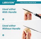 LIBRATON Needle File Set Interchangeable, Small Mini Wood Metal Files, 6PCs Steel With Handle for Precision Work, Woodworking, Plastic Carving, Craft Tool