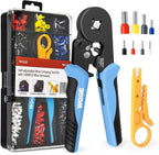 WGGE Ferrule Crimping Tool Kit, AWG 23-7 Self-adjustable Ratchet Wire Ferrule Crimper Plier Set with 1200pcs Wire Terminals Crimping Connectors Wire Ends Ferrules