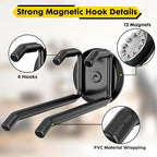 Strong Magnetic Hooks Heavy Duty - 4 Pack Rare Earth Magnets for Garage Utility Storage 20lb Hold | Hang Ladder, Power Tools, Toolbox, Shovel, Broom, Extension Cord (E-Blackpro 4)