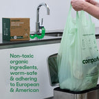 Home Compostable Trash Bags, 3 Gallon Small Kitchen Rubbish Bags (17” x 17.7”), Extra Strong & Quickly Breaks Down, 100 Count
