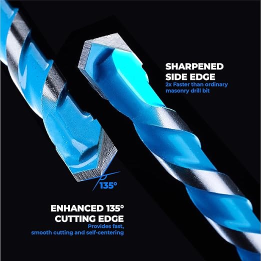 toolant 1/4" Concrete Drill Bit Set & Masonry Drill Bit Set, Shockproof Hex Shank Hammer Drill Bit Set for Glass/Brick/Plastic/Cement/Tile, Industrial Strength Carbide Drill Bit Tip 1/4" Box of 10