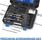 BULLTOOLS Precision Screwdriver Set, 100-Piece Torque Screwdriver Engineering Repair Kit, Roll Pin Punch Set with Magnetic Screwdriver Handle and Storage Case for Maintenance