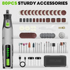 PHALANX Rotary Tool - 4V Cordless Rotary Tool Kit Accessories 80 PCS 2500mAh Li-Ion Battery, Preset 5 Speed Adjustment Grinder Tool for Cutting Sanding Carving Polishing Engraver DIY Crafts