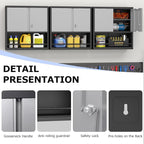 Metal Cabinet Wall Mounted, Garage Wall Storage Cabinets with 2 Door & Adjustable Shelves, Metal Wall Storage Cabinet for Bathroom, Office, Warehouse