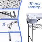 Nice C Fish Cleaning Table, Fish Cleaning Table with Sink, Camping Sink, 42.5'' Camping Table, w/Dual Universal Faucet & Spray, Drainage Hoses, Grid Rack, Basket, Toolkit for Picnic, Camping