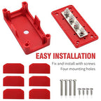 300A Bus Bar Box 12V 24V 48V DC Terminal Studs 4XM8(5/16") Heavy Duty Bus Bar Power Distribution Block for RV Car Truck Battery Marine Automotive, Red