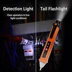 Voltage Tester, Non-Contact Voltage Detector, Electrical Tester, 3 Ranges AC 12V/48V/70V-1000V, Live/Null Wire Tester with Buzzer Alarm and Flashlight, Wire Breakpoint Finder - Orange