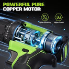 WORKBLESS 21V Power Drill Set, Cordless Drill with Battery and Charger, 3/8'' Keyless Chuck, Variable Speed, 18+1 Torque Setting and 28pcs Drilling/Driver Bits Tool Set(Green)