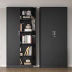 Big Metal Garage Storage Cabinet with Locking Doors, Lockable Heavy Duty Metal Tool Cabinet with Pegboard, Metal Utility Cabinet for Home, Office, Garage and Workshop, Black