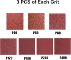 21 Pack 1x42 Inch Sander Belts - 3 Pcs Each of 40 60 80 120 180 240 400 Grits Assortment Aluminum Oxide Sanding Belts for Belt Sander