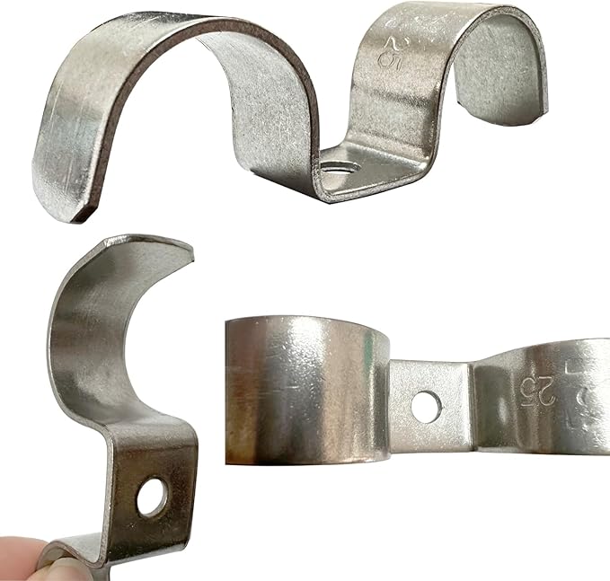 6pcs 20mm(7/9 inch) Double Line Clamp Heavy Duty 1 Hole Conduit Strap 304 Stainless Steel M-Type Pipe Strap For Wire Pipe Cord Installation