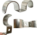 6pcs 14mm(5/9 inch) Double Line Clamp Heavy Duty 1 Hole Conduit Strap 304 Stainless Steel M-Type Pipe Strap For Wire Pipe Cord Installation