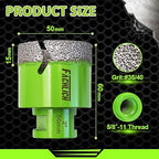 Diamond Core Drill Bit - 2" Tile Hole Saw 50mm Porcelain Drill Bits Vacuum Brazed for Porcelain Ceramic Tile,Granite,Marble,Concrete,Masonry,Brick