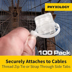 Heavy Duty, Strong 10-Inch Zip Ties and Reusable Label Boxes 100Pk. Box Attaches to Sturdy Cord Bundler for Desk, PC and Desktop Cable Management. Great White Organizer for Cables, Wires and Equipment