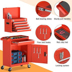 5-Drawer Rolling Tool Chest with Wheels, Lockable Metal Tool Box with Drawers, Detachable Top Cabinet & Storage Cart for Garage Workshop,Repair Room(Red)