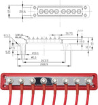 600 A High Current Copper Bus Bar 300V AC / 48V DC 8 Way 3/8 inch (M10) Studs 8#8-32 Screws Electrical Terminal Ground Distribution Block Battery Buss Bars with Cover (Red)