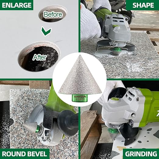 Diamond Core Drill Bits - 6/8/10/25/35/50/65mm+2" Beveling Chamfer Bit+1-3/8" Finger Milling Bit+Triangle Adapter to 5/8-11" Thread+4.5" Cutting disc for Porcelain Ceramic Tile Granite Marble