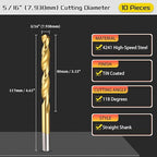 Drill Bit, 5/16" Cutting Diameter (7.938mm), 4241 HSS TiN Coated 118° Cutting Angle Versatile Jobber Bits - (Applications: for Drilling Plastic Wood Soft Thin Metal), 10-Pieces