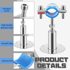 8 Pcs 304 Stainless Steel Wall Mount Ceiling Mount Pipe Supports Bracket, Suitable for OD 3/4"(25-28mm), Adjustable Height 50-100mm, Adjustable Pipe Strap Clamp with Screws and Screwdriver