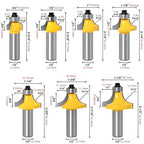 1/2 Shank 7pcs Corner Rounding Bit Set(1/8" 3/16" 1/4" 5/16" 3/8" 7/16" 1/2" Radius 4Pcs) Corner Rounding Edge-Forming Roundover