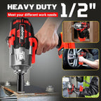 Cordless Impact Wrench 1/2" for Milwaukee 18V Battery, Impact Wrench 1450FT-LBS(2000N.m) High Torque Brushless Electric Impact, with 4 Modes Power Impact Driver for Car, Truck, Mower (No Battery)