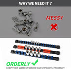 Socket Organizer Drive ABS Tools - Black Socket Holder, Premium Quality 3 Pieces Socket Holders Kit 1/4-Inch x 16 Clips, 3/8-Inch x 15 Clips, 1/2-Inch x 12 Clips(3PC,Black)
