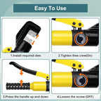 BLIKA Hydraulic Crimping Tool 10 Tons, 12 AWG to 2/0 Battery Cable Crimper Tool with 13 Dies, Hydraulic Wire Crimping Tool Kit for 1/8" to 3/16" Wire Rope, Battery Cable Ends Ring Terminals