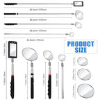 4 Pieces Telescoping Inspection Mirror Telescoping LED Lighted Flexible Inspection Mirror Tool for Checking Observing Vehicle Small Parts (Elegant Style)