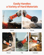 VEVOR Angle Grinder, 5" Electric Grinder Power Tool, 10Amps 10000RPM High-Speed Corded Angle Grinders with 230° Adjustable Dust Guard for Metal Grinding, Cutting, Rust Removal (Disc Not Included)