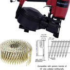 BHTOP CN45N Roofing Nailer, 15 Degree Roofing Nail Gun, 3/4-Inch to 1-3/4-Inch Coil Nails, 120-pcs Load Capacity Coil Nailer in Red