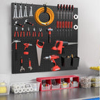 FZK Peg Board, 82PCS Metal Pegboard Wall Organizer Kit. Heavy Duty Pegboard, Peg Boards, Pegboard for Walls, Black Pegboard for Garage Craft Room Workbench Office Kitchen Tool Organization, 36 * 24