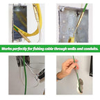 33 Ft Fiberglass Cable Wire Running Pull Push Kit Coaxial Electrical Connectable Fish Tape with Hook and Hole Kit in Transparent Tube Green