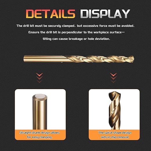 Drill Bit, 1/4" Cutting Diameter (6.35mm), 4241 HSS Black and Gold 118° Cutting Angle Versatile Jobber Bits - (Applications: for Drilling Plastic Wood Soft Thin Metal), 12-Pieces