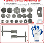 Disc Brake Caliper Compressor Wind Back Tool Set, 24pcs Professional Disc Brake Caliper Tool Kit