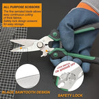8.5 Inch Heavy Duty Scissors, Multifunction Shears Stainless Steel Blades with TPR Comfort Grips for Cutting Cable Wires, Cardboard, Leather