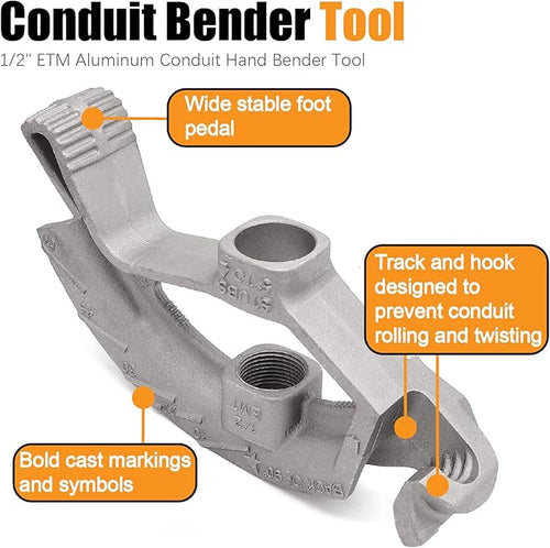 1/2-inch EMT Conduit Pipe,Conduit Hand Bender Tool for 1/2 in. EMT Pipes,Bender Head Aluminum