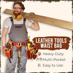 Daisy Leather Tool Belt Pro-202, 28 Pockets, Top Grain Leather, 2.5-inch Padded Belt, Fits 30-52 inch Waist, X-Large (Cherry, X-Large)