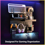 Keepo Pegboard Combination Kit, Pegboards and Accessories Modular Hanging for Gaming Setup, Gaming Station Peg Board, Gaming Organizer, Wall Game Controller Holder, Headset Stand, (Black, 22″×22″)