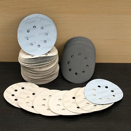 100 Pcs 5 Inch Sanding Discs Hook & Loop 8 Holes Wet Dry 180 Grit Sandpaper Silicon Carbide Sand Paper for Orbital Sander Automotive Wood Plastic Metal Polishing(100Pcs 180 Grit)