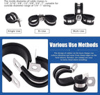 Glarks 84Pcs 7 Sizes 304 Stainless Steel & Rubber Insulated Pipe Clamps Set, Black