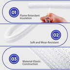 Cable Management Sleeves 1.5in - 2 Pack 4.1ft Split Braided Cable Sleeve White, Wire Organizers for Cords, Hard PE Cord Protectors from Pets, Flexible Cord Wrap Wire Sleeve for Computer Cord Organizer