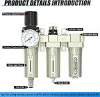 1/2" NPT Heavy Duty Industrial Grade 3 Stage Air Drying System, Auto Drain, Coalescing Filter, Particulate Filter, Desiccant Dryer and Air Regulator For Plasma Cutter and Paint Spray