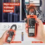 PowerBear Digital Clamp Meter Multimeter 6000 Counts for AC/DC Current & Voltage, Auto-ranging Amp Tester, Measures Resistance, Capacitance, Continuity, TRMS, Temperature, NCV Detection