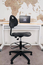 Chair Master (Tall Bench Stool, Glides Easy to Clean! Ergonomic Polyurethane Drafting Stool. Seat Height Range 23"-33". Heavy Duty Adj. Footring. for Home Office Lab Workstation
