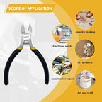 BOOSDEN 5" Diagonal Cutters,5 Pack Wire Cutters,DIY Cutting Pliers,Spring Loaded Side Cutters, Wire Snips for Jewelry Making and Wire Cutting