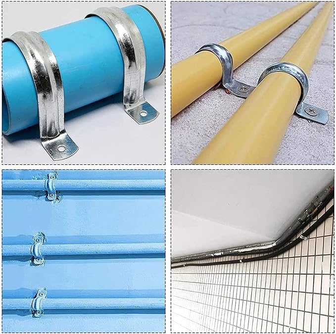 4 Pcs 5inch Rigid Pipe Strap,Two Hole Stainless Steel Strap U Bracket, Widened Tube Strap Tension Clip Assortment Kit Heavy Duty Pipe Clamp for Pipe Fixing（133mm）