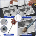 33Ft Drain Auger, Flexible Plumbing Snake & Drain Hair Clog Removal Tool with Gloves, Heavy Duty Pipe Snake Drain Unclogger Tool, Snake Auger for Bathroom Shower Kitchen Sink and Tub
